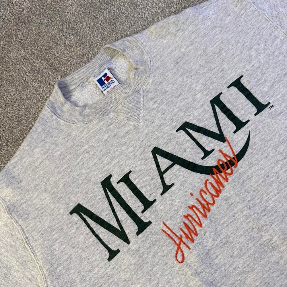 Vintage 90s Miami Hurricanes Vantage Russell Athletic Crewneck Sweatshirt Large